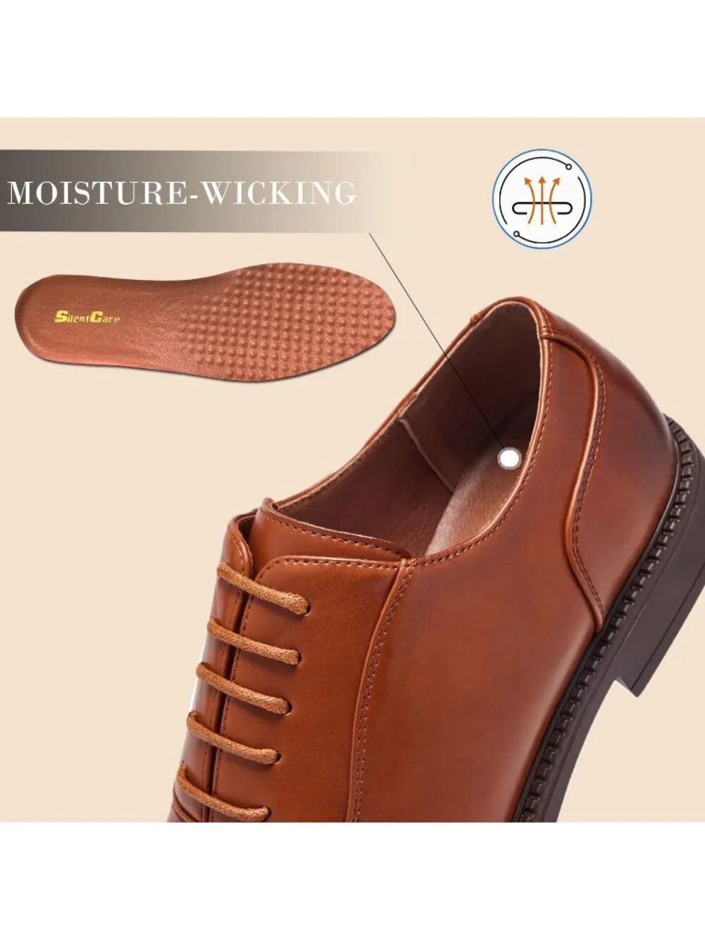 SILENTCARE Men's Brown Rubber Sole Faux Leather Comfortable Lace Up Oxford Shoes